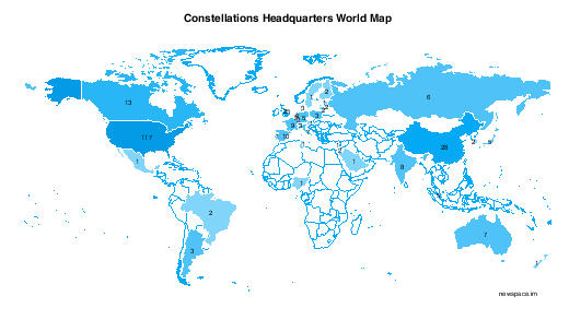 Map of Headquarters of Constellation Organizations